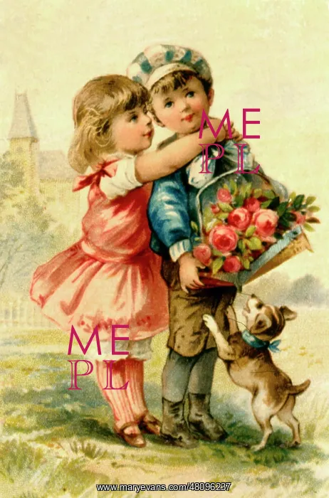 : Children on a chocolate box lid : Children on a chocolate box lid