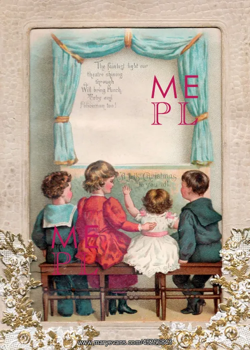 : Four children on a Christmas card : Four children on a Christmas card