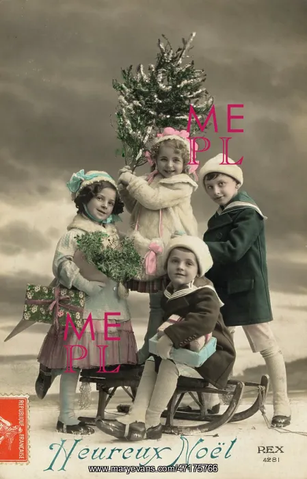 : Children with Christmas tree, 1912 : Children with Christmas tree, 1912
