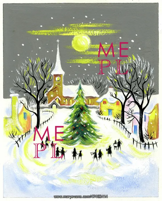 : Children around Christmas tree in village : Children around Christmas tree in village
