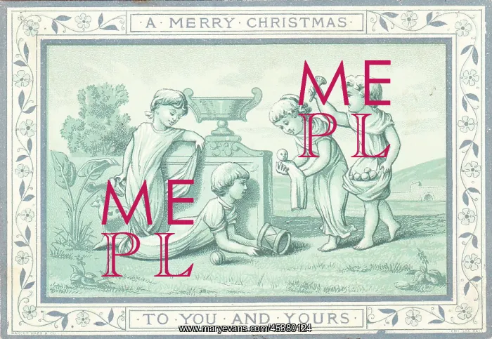  : Four children in a classical scene on a Christmas card
