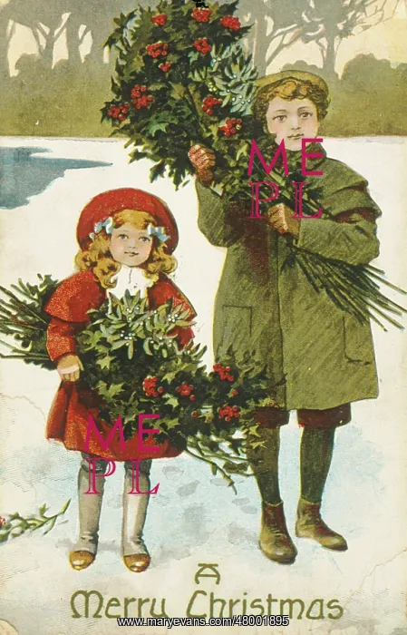  : Children collecting Christmas decorations