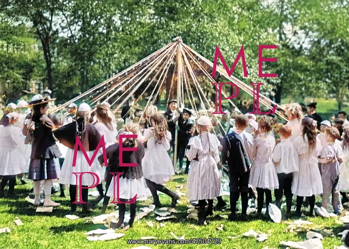 : Children dancing around a May pole, Central Park, New York C : Children dancing around a May pole, Central Park, New York C