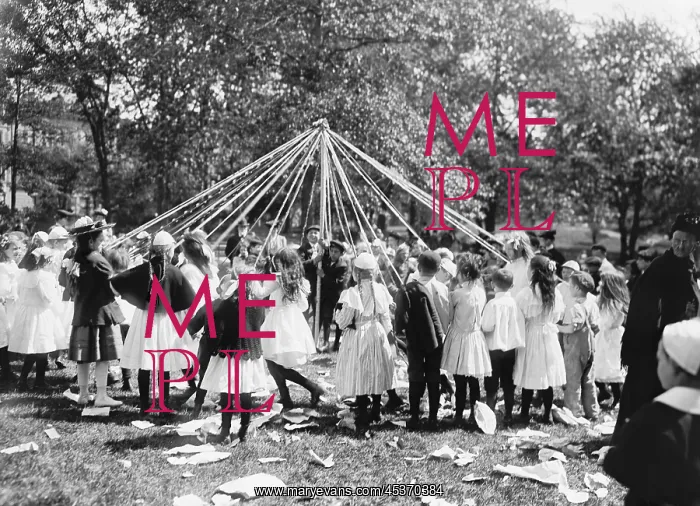 : Children dancing around a Maypole, Central : Children dancing around a Maypole, Central