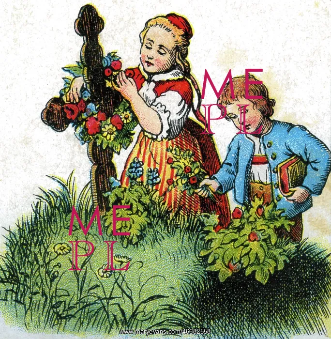 : Children decorating a grave : Children decorating a grave