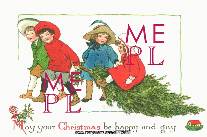  : Children dragging home a Christmas tree