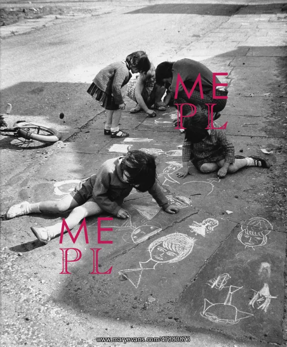 : Children draw on pavement with chalk : Children draw on pavement with chalk
