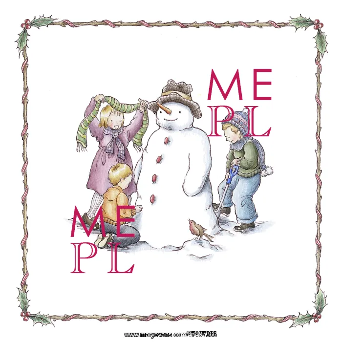 : Children dressing the snowman : Children dressing the snowman