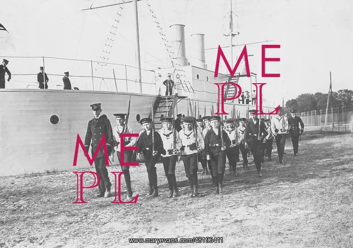 : Children exercise on a training ship on the beach of Swine : Children exercise on a training ship on the beach of Swine
