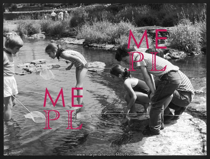 : CHILDREN FISH IN STREAM : CHILDREN FISH IN STREAM