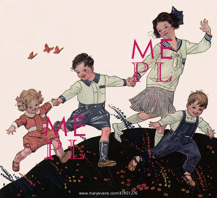 : Four Children frolicking in the Hills : Four Children frolicking in the Hills