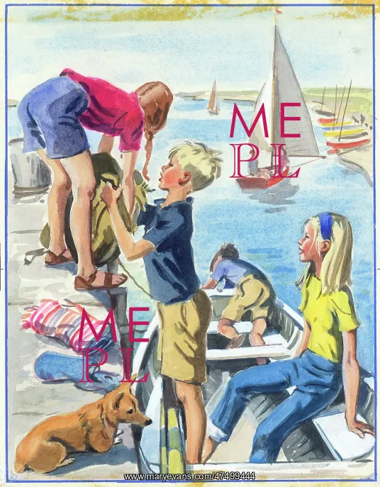 : Children getting into a rowing boat : Children getting into a rowing boat