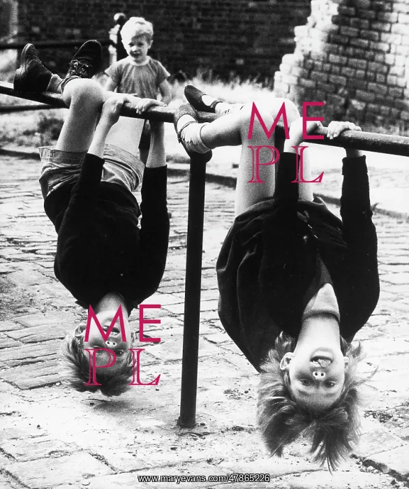 : Children hanging upside down : Children hanging upside down