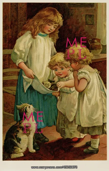 : Children with kittens : Children with kittens