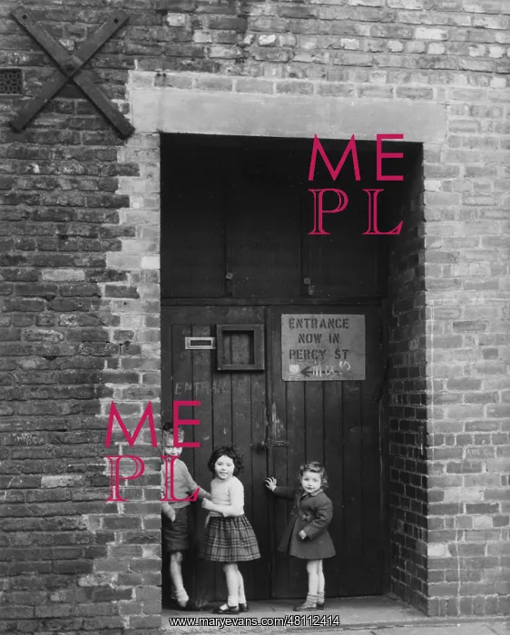 : Three children in a large doorway, 1961 : Three children in a large doorway, 1961