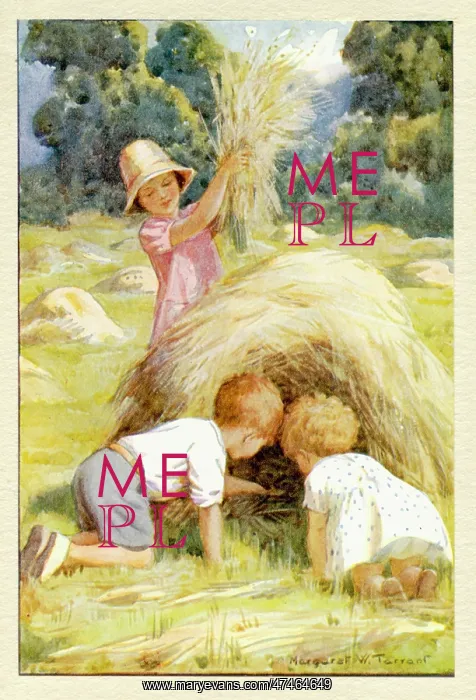 : Children Making a Hay Castle : Children Making a Hay Castle