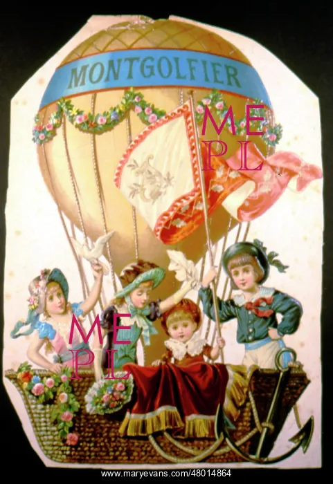 : Four children in a Montgolfier balloon : Four children in a Montgolfier balloon
