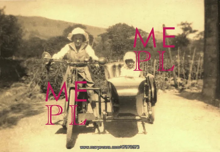 : Children in motorcycle and side car : Children in motorcycle and side car