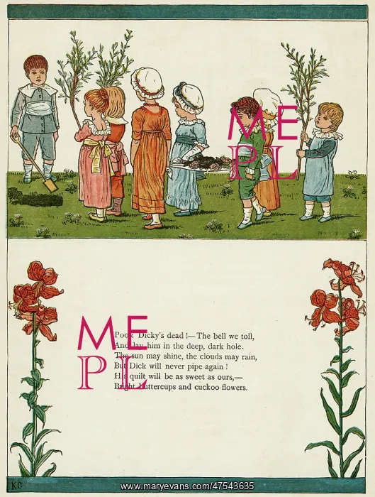 : Eight children mourning a dead bird : Eight children mourning a dead bird