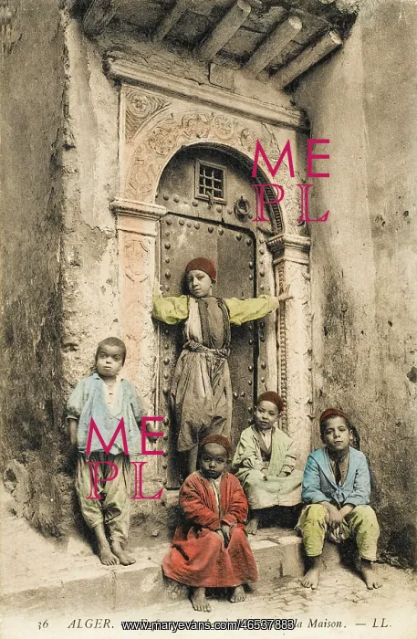 : Children by an ornate doorway : Children by an ornate doorway