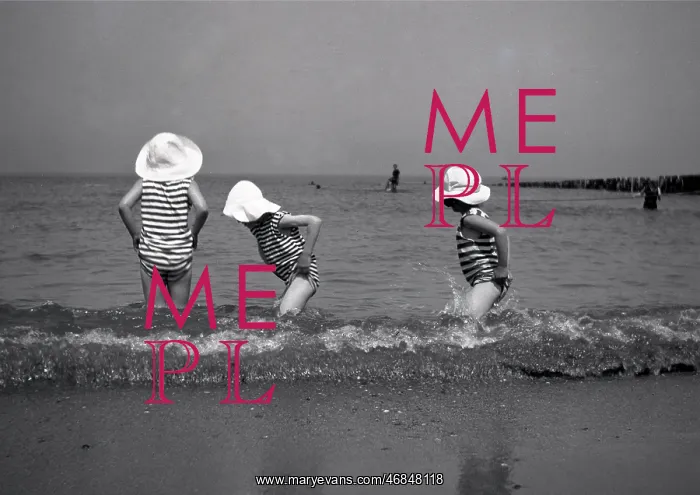 : Three children paddling in the sea : Three children paddling in the sea
