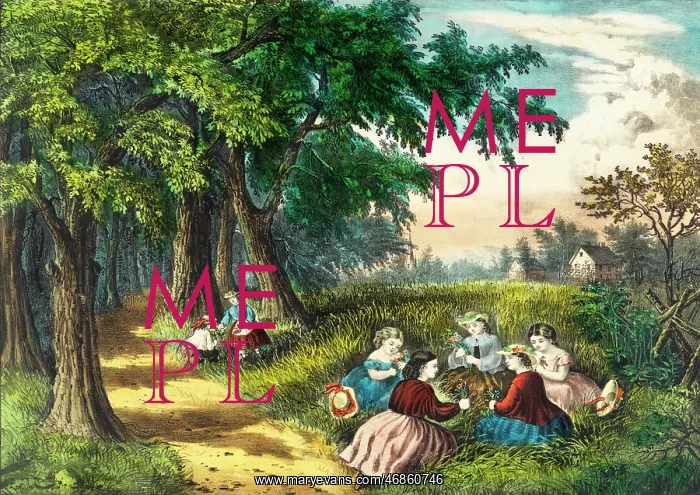 : Children picking flowers in the forest : Children picking flowers in the forest