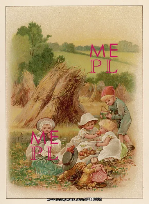 : CHILDREN PICNIC IN FIELD : CHILDREN PICNIC IN FIELD