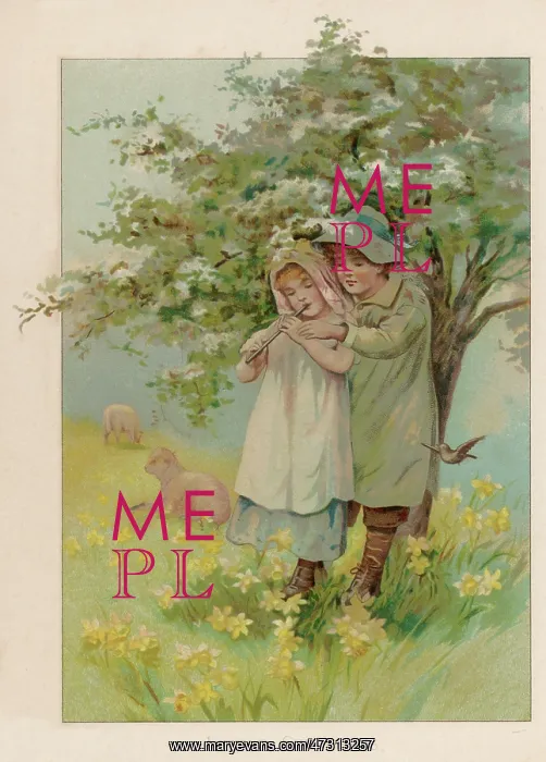 : CHILDREN PIPING C1890 : CHILDREN PIPING C1890