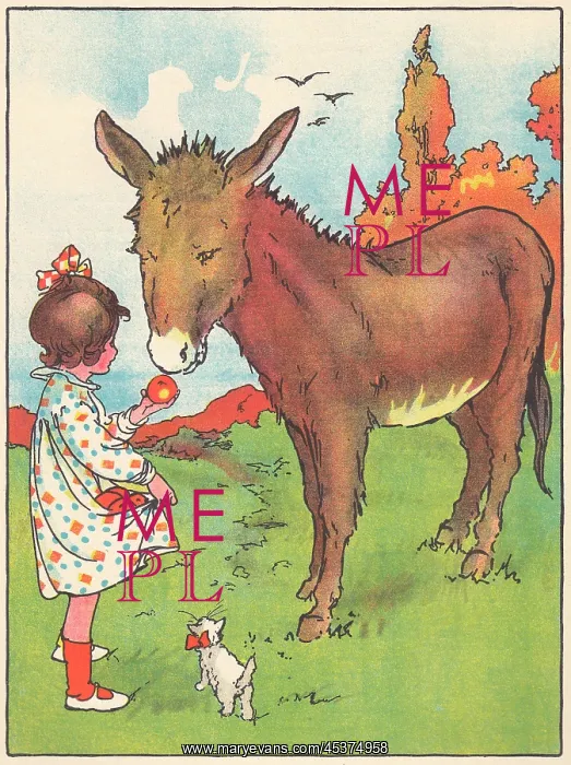 : Children at play - apple for a donkey : Children at play - apple for a donkey