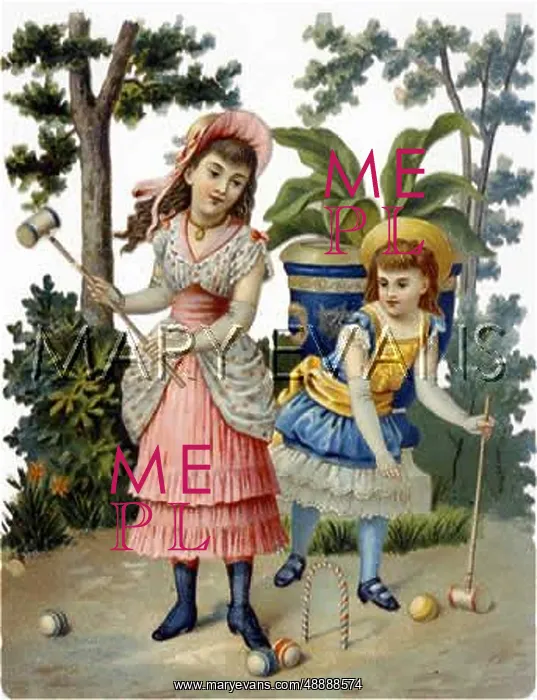 : CHILDREN PLAY CROQUET : CHILDREN PLAY CROQUET
