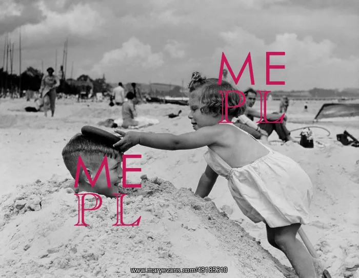 : Children playing on the beach, 1938 : Children playing on the beach, 1938