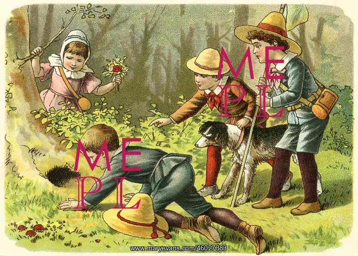 : children, playing in the forest, Germany, circa : children, playing in the forest, Germany, circa