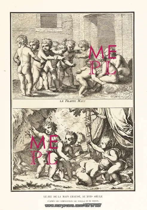 : Children playing the game of blind man's buff, 17th century : Children playing the game of blind man's buff, 17th century