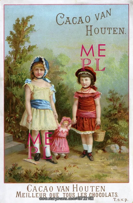 : Two children playing in their garden with their dolly : Two children playing in their garden with their dolly