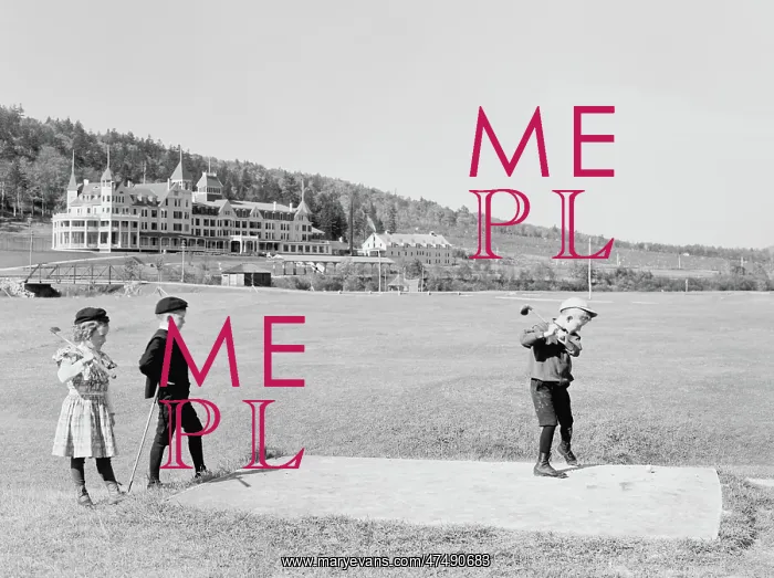 : Children playing golf driving from the 9th tee, Mount Pleasa : Children playing golf driving from the 9th tee, Mount Pleasa