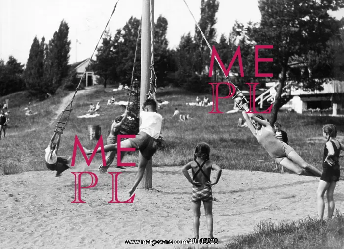 : Children playing at a playground, 1936 : Children playing at a playground, 1936