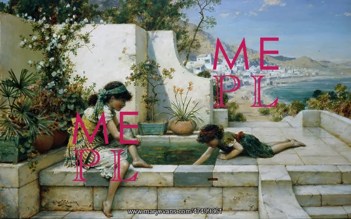  : Children Playing by a Pool on a Terrace