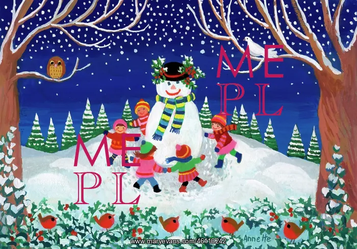  : Children playing around a snowman