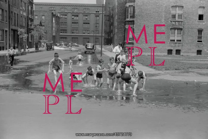 : Children - playing - water - urban : Children - playing - water - urban