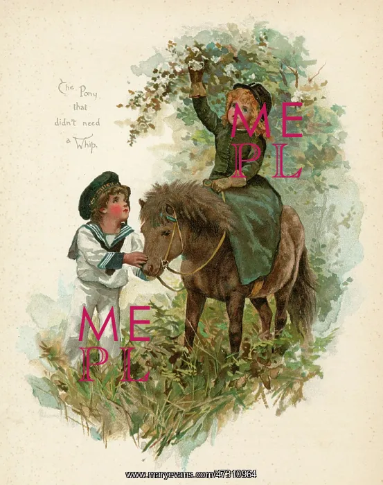 : CHILDREN WITH PONY 1890 : CHILDREN WITH PONY 1890