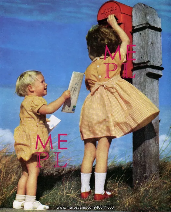 : Children posting a letter : Children posting a letter