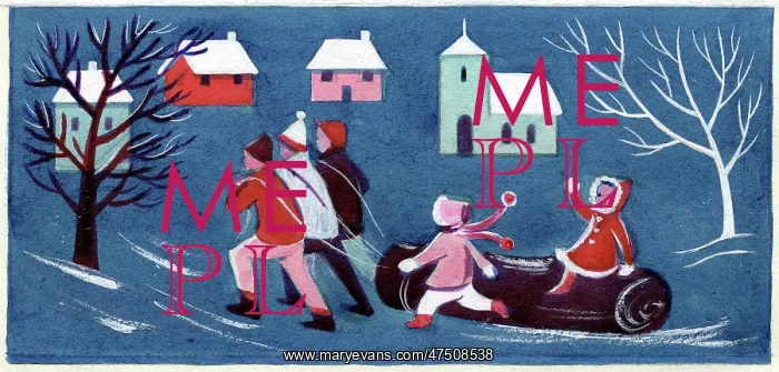 : Children pulling home the yule log : Children pulling home the yule log