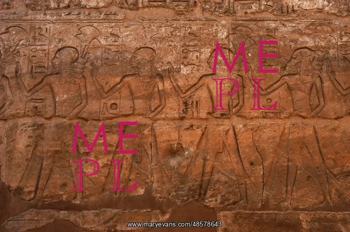  : Children of Ramses II carrying flowers. Relief. Luxor temple