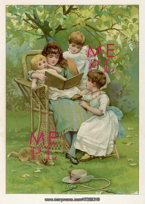 : CHILDREN READ IN GARDEN : CHILDREN READ IN GARDEN
