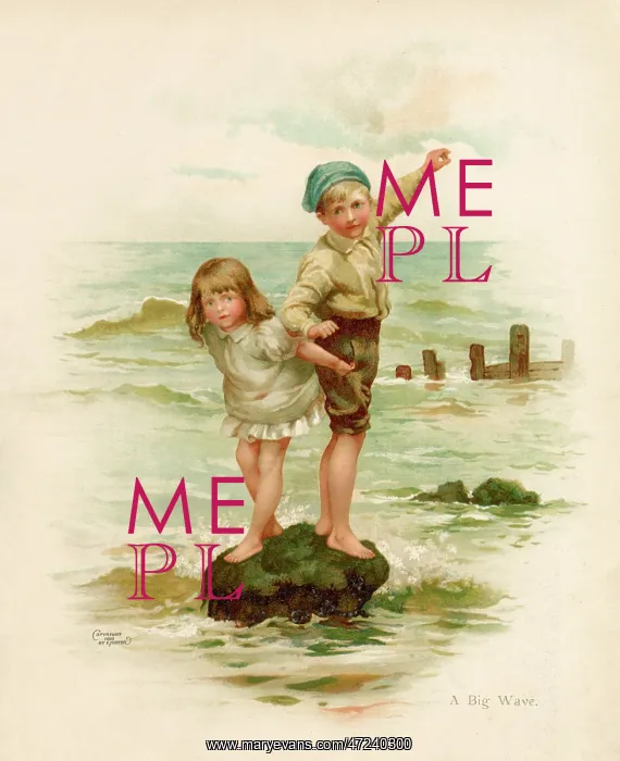 : TWO CHILDREN ON A ROCK : TWO CHILDREN ON A ROCK