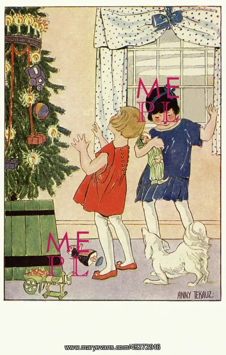 : Children round an Xmas tree : Children round an Xmas tree