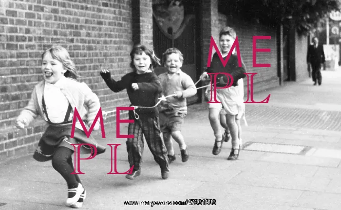 : Children running with string, Balham, SW London : Children running with string, Balham, SW London