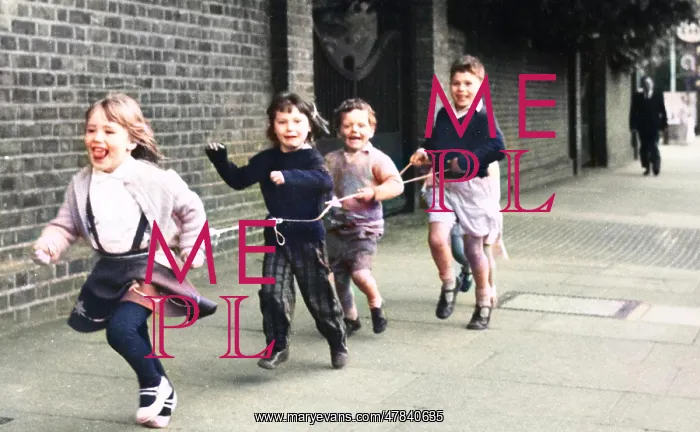 : Children running with string, Balham, SW London : Children running with string, Balham, SW London