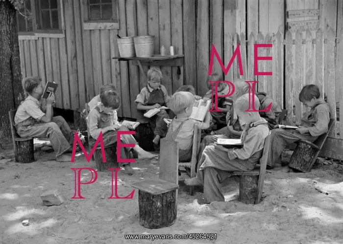 : Children on rustic hand made chairs in an outdoor : Children on rustic hand made chairs in an outdoor