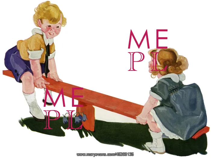  : Two children on a seesaw